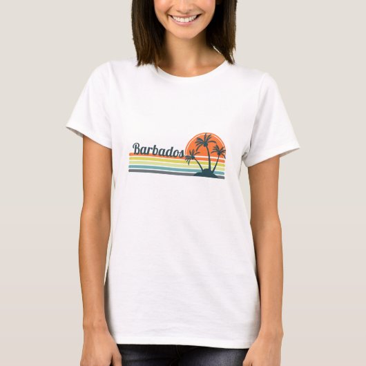 Retro Barbados Sunset T-Shirt (Vorderseite)