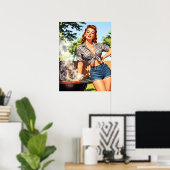 Retro-Barbecue-Pin-up Poster (Heimbüro)