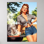 Retro-Barbecue-Pin-up Poster (Vorne)
