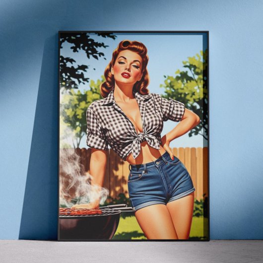 Retro-Barbecue-Pin-up Poster