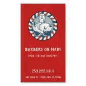 Retro Barber Abzeichen Vertikal Business Card Magn Magnetische Visitenkarte (Vorderseite Vertikal)