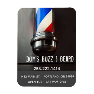 Retro Barber Pole Dark Gray Business Magnet
