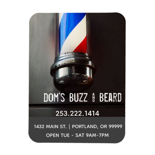 Retro Barber Pole Dark Gray Business Magnet (Vertikal)