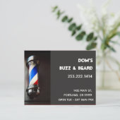 Retro Barber Pole Dark Gray Business Postkarte (Stehend Vorderseite)