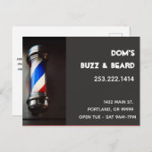 Retro Barber Pole Dark Gray Business Postkarte (Vorne/Hinten)