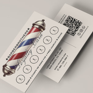 Retro Barber Pole Red White Blue Sand Loyalty Visitenkarte