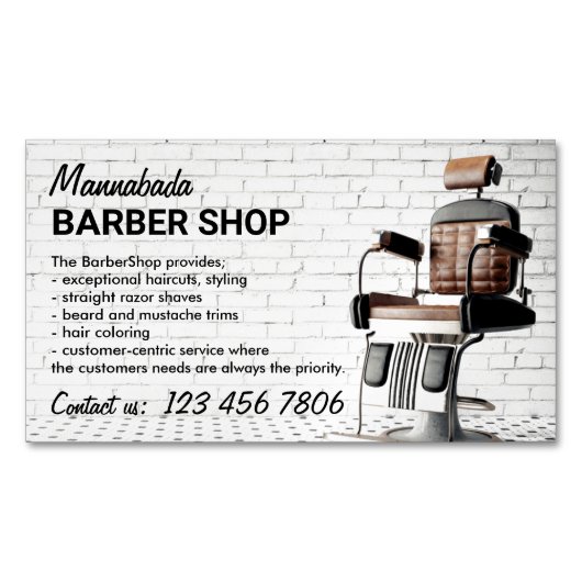 Retro Barber Shop Magnetische Visitenkarte (Vorderseite)