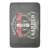 Retro Barber Stylist Bodenmatte Grau Badematte (Vorderseite Vertikal)