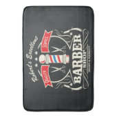 Retro Barber Stylist Bodenmatte Grau Badematte (Vorderseite Vertikal)