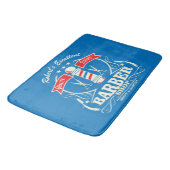 Retro Barber Stylist Work Floor Mat Blue Badematte (Schrägansicht)