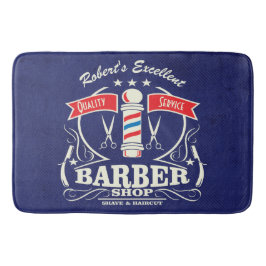 Retro Barber Stylist Work Floor Mat Blue Badematte