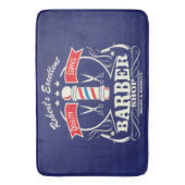 Retro Barber Stylist Work Floor Mat Blue Badematte (Vorderseite Vertikal)