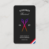 Retro Barbershop Barber Scissors Red White Blue Visitenkarte (Vorderseite)