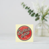 Retro Barbershop Business Card Quadratische Visitenkarte (Stehend Vorderseite)