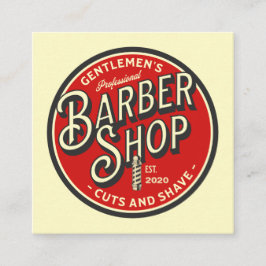 Retro Barbershop Business Card Quadratische Visitenkarte