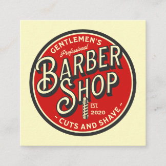 Retro Barbershop Business Card Quadratische Visitenkarte