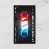 Retro Barbershop Classic Neon Barber Pole Visitenkarte (Vorderseite)