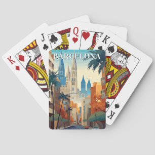 Retro Barcelona Vintage Reiseillustration Spielkarten