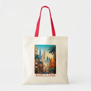 Retro Barcelona Vintage Reiseillustration Tragetasche