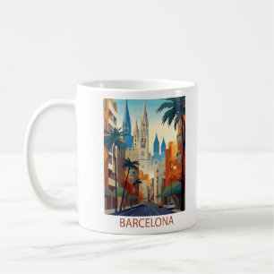 Retro Barcelona Vintage Travel Illustration Kaffeetasse