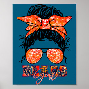 Retro-Bären-Mädchen-Unordentlicher Dutt Srts-Team- Poster