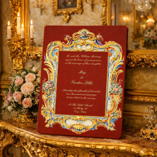 Retro Barock Rokoko Louis XV farbenfrohe Hochzeit Einladung