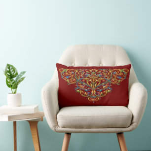 Retro-Barock-Rokokostil-Vögel in Blattwerk-Ornamen Lendenkissen