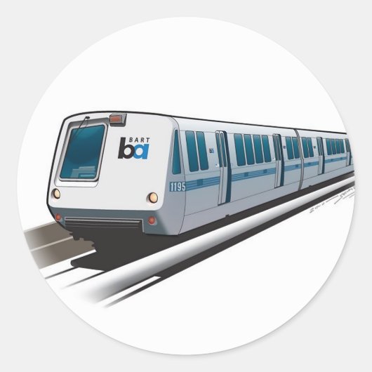 Retro-BART-Zug-Illustration Runder Aufkleber (Vorderseite)