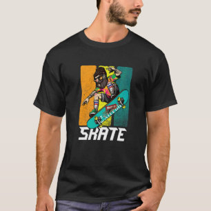Retro bärtiger Skateboarder Hipster Longboard Skat T-Shirt