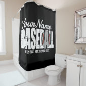 Retro Baseball ADD NAME Pinstripe Team Player Duschvorhang (Beispiel)
