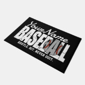 Retro Baseball ADD NAME Pinstripe Team Player Fußmatte (Schrägansicht)