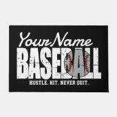Retro Baseball ADD NAME Pinstripe Team Player Fußmatte (Vorderseite)