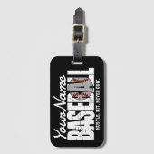 Retro Baseball ADD NAME Pinstripe Team Player Gepäckanhänger (Vorderseite Vertikal)