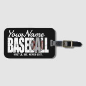 Retro Baseball ADD NAME Pinstripe Team Player Gepäckanhänger (Vorderseite (Horizontal))