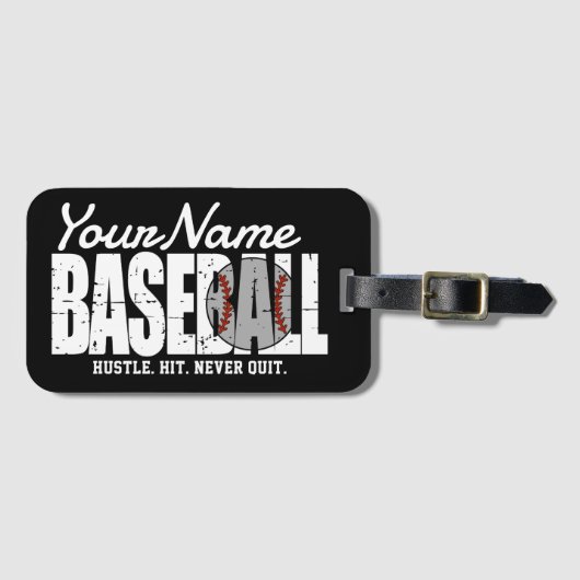 Retro Baseball ADD NAME Pinstripe Team Player Gepäckanhänger (Vorderseite (Horizontal))