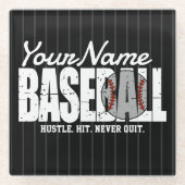 Retro Baseball ADD NAME Pinstripe Team Player Glasuntersetzer (Vorderseite)