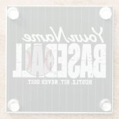 Retro Baseball ADD NAME Pinstripe Team Player Glasuntersetzer (Rückseite)