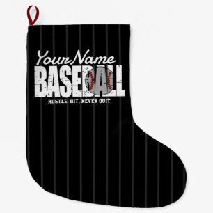 Retro Baseball ADD NAME Pinstripe Team Player Großer Weihnachtsstrumpf