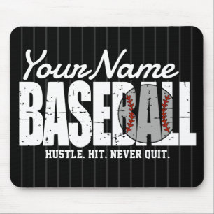 Retro Baseball ADD NAME Pinstripe Team Player Mousepad