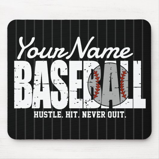 Retro Baseball ADD NAME Pinstripe Team Player Mousepad (Vorne)
