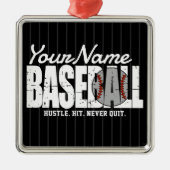 Retro Baseball ADD NAME Pinstripe Team Player Ornament Aus Metall (Vorne)