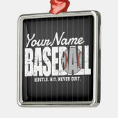 Retro Baseball ADD NAME Pinstripe Team Player Ornament Aus Metall (Links)