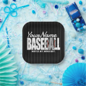 Retro Baseball ADD NAME Pinstripe Team Player Pappteller (Party)