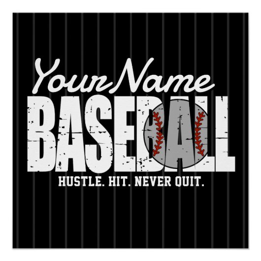Retro Baseball ADD NAME Pinstripe Team Player Poster (Vorderseite)