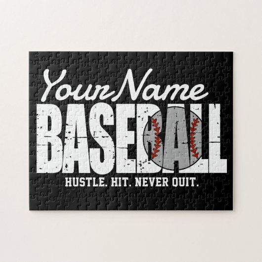 Retro Baseball ADD NAME Pinstripe Team Player Puzzle (Horizontal)