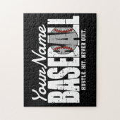 Retro Baseball ADD NAME Pinstripe Team Player Puzzle (Vertikal)