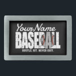 Retro Baseball ADD NAME Pinstripe Team Player Rechteckige Gürtelschnalle<br><div class="desc">Personalisiert ADD NAME Baseball Team Player Hobby oder School Game Design - Mit Ihrem Namen oder benutzerdefinierten Text anpassen!</div>