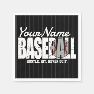 Retro Baseball ADD NAME Pinstripe Team Player Serviette