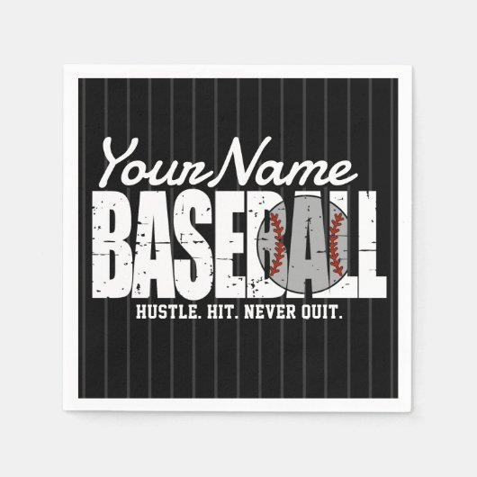 Retro Baseball ADD NAME Pinstripe Team Player Serviette (Vorderseite)