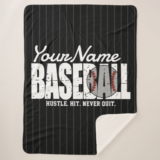 Retro Baseball ADD NAME Pinstripe Team Player Sherpadecke (Vorderseite)